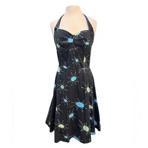 Vintage Atomic design Black Halter Dress